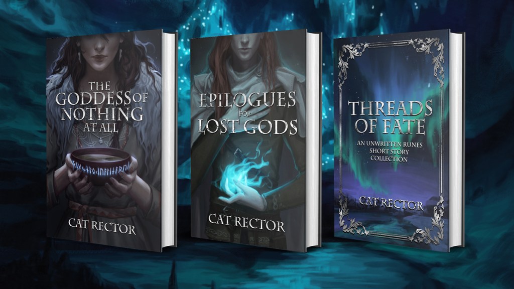 Pictured the three book in the Unwritten Runes series