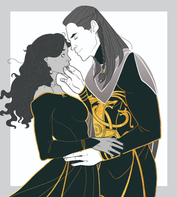 Sigyn and Loki portrait, by Lilithsaur